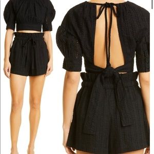 ALC Becca Puff Sleeve Open Back Crop Blouse